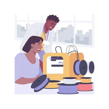 3D object printing isolated cartoon vector illustrations. Stock Illustration