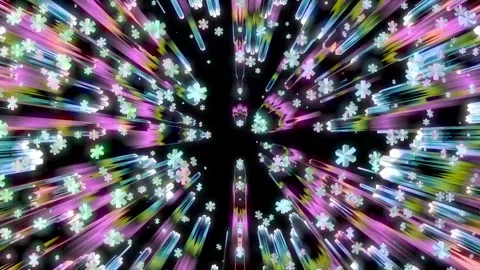 3D Object Rotates and Moves Inside a Space with a Bright Neon Glow. Stock Footage 297350746