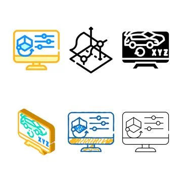 3d object settings color icon modern vector Stock Illustration