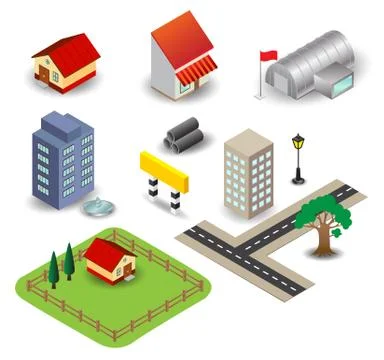 3D object town Stock Illustration