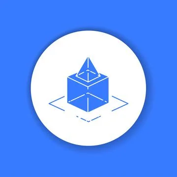 3D objects black glyph icon. Innovative technology. Pictogram for web page Illustrazione stock