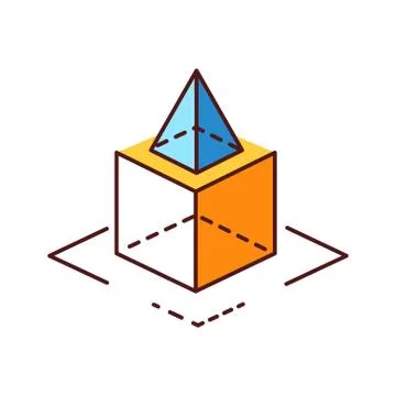 3D objects color line icon. AR and VR. Pictogram for web page, mobile app, pr Stock Illustration