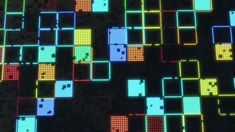 3d objects form sci fi composition on surface 3d pattern. Hi tech pattern on Stock Footage 197085169