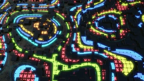 3d objects form sci fi composition on surface 3d pattern. Hi tech pattern on Stock Footage 201563617