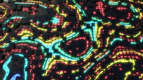 3d objects form sci fi composition on surface 3d pattern. Hi tech pattern on Stock Footage 276317958