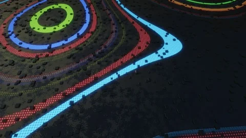 3d objects form sci fi composition on surface 3d pattern. Hi tech pattern on Stock Footage 277995043