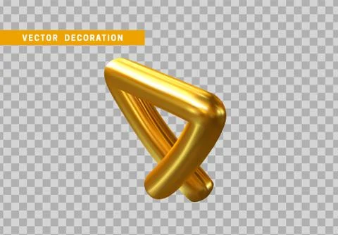3d objects geometric shape isolated golden color. vector illustration Stock Illustration