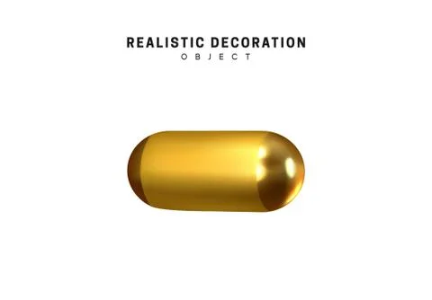 3d objects realistic metallic gold color. Geometric elements isolated on whit Stock Illustration