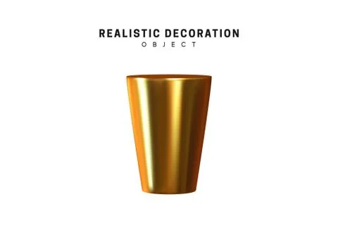 3d objects realistic metallic gold color. Geometric elements isolated on whit Stock Illustration
