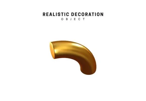 3d objects realistic metallic gold color. Geometric elements isolated on whit Stock Illustration