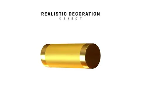 3d objects realistic metallic gold color. Geometric elements isolated on whit Stock Illustration