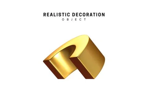 3d objects realistic metallic gold color. Geometric elements isolated on whit Stock Illustration