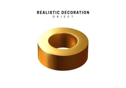 3d objects realistic metallic gold color. Geometric elements isolated on whit 스톡 일러스트