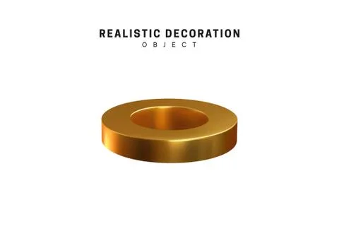 3d objects realistic metallic gold color. Geometric elements isolated on whit 스톡 일러스트