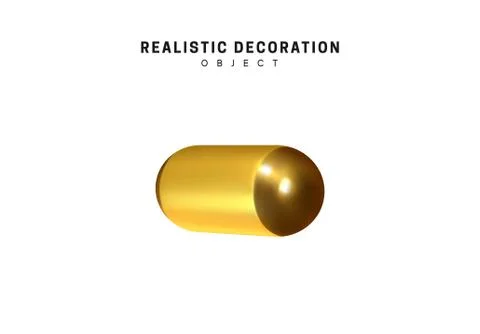 3d objects realistic metallic gold color. Geometric elements isolated on whit 스톡 일러스트