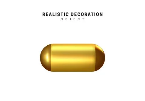 3d objects realistic metallic gold color. Geometric elements isolated on whit Stock Illustration