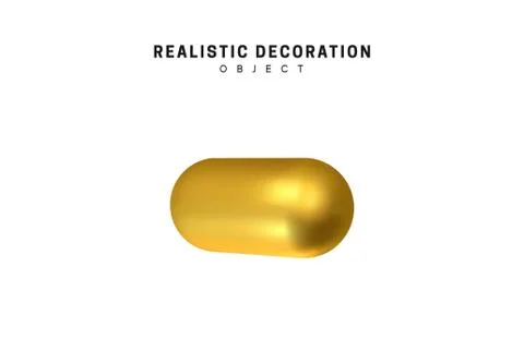 3d objects realistic metallic gold color. Geometric elements isolated on whit Stock Illustration