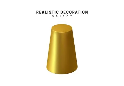 3d objects realistic metallic gold color. Geometric elements isolated on whit Stock Illustration