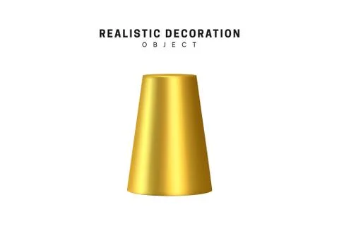 3d objects realistic metallic gold color. Geometric elements isolated on whit Stock Illustration