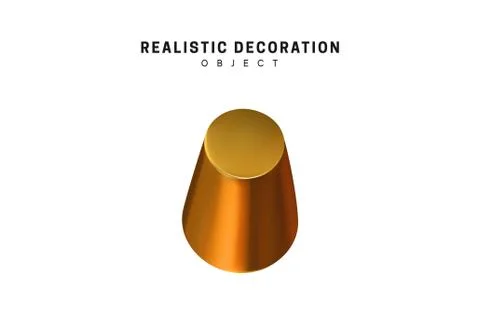 3d objects realistic metallic gold color. Geometric elements isolated on whit 스톡 일러스트