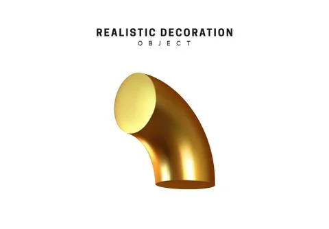 3d objects realistic metallic gold color. Geometric elements isolated on whit Stock Illustration