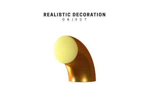 3d objects realistic metallic gold color. Geometric elements isolated on whit Stock Illustration