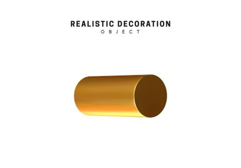 3d objects realistic metallic gold color. Geometric elements isolated on whit Stock Illustration