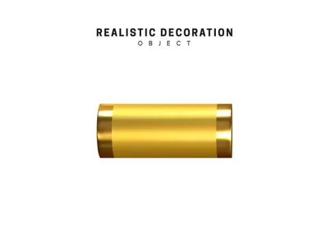 3d objects realistic metallic gold color. Geometric elements isolated on whit Stock Illustration