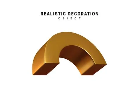 3d objects realistic metallic gold color. Geometric elements isolated on whit 스톡 일러스트