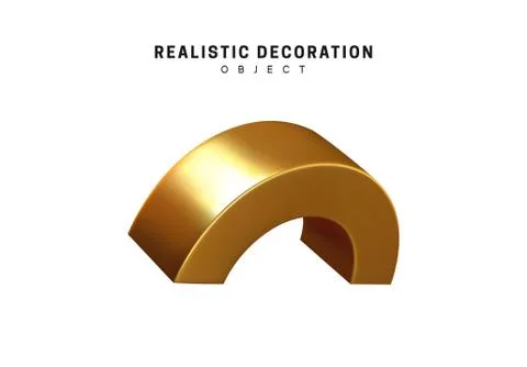 3d objects realistic metallic gold color. Geometric elements isolated on whit 스톡 일러스트