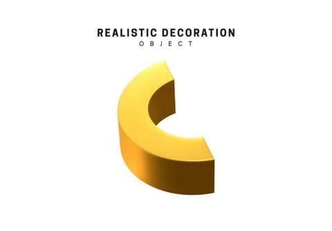 3d objects realistic metallic gold color. Geometric elements isolated on whit Stock Illustration