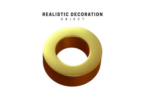 3d objects realistic metallic gold color. Geometric elements isolated on whit 스톡 일러스트