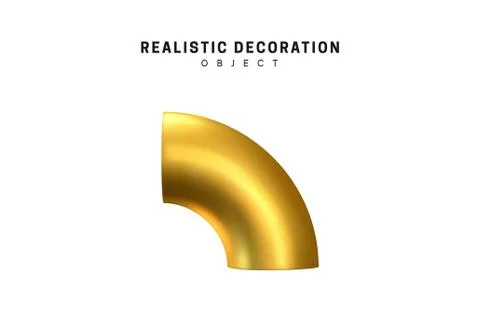 3d objects realistic metallic gold color. Geometric elements isolated on whit Stock Illustration