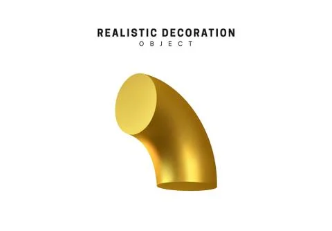 3d objects realistic metallic gold color. Geometric elements isolated on whit Stock Illustration
