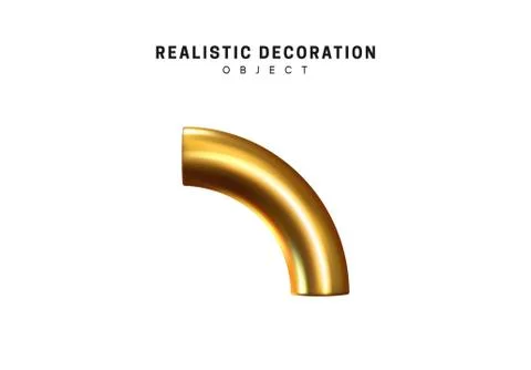 3d objects realistic metallic gold color. Geometric elements isolated on whit Stock Illustration