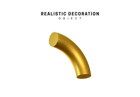 3d objects realistic metallic gold color. Geometric elements isolated on whit Stock Illustration