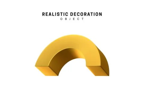 3d objects realistic metallic gold color. Geometric elements isolated on whit Stock Illustration