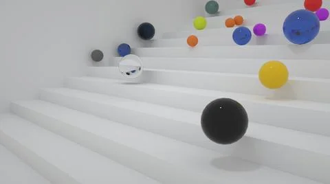 3d objects of visual advertising, balls of different sizes and colors are イラスト素材