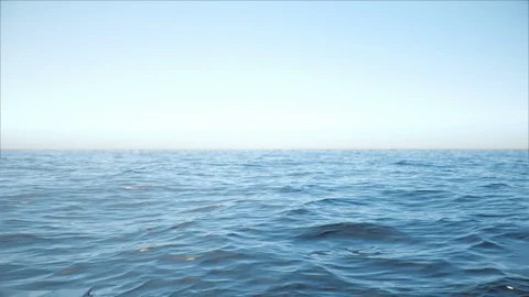 3d ocean animation with beautiful blue sky. Morning Freshness. Stock Footage 86877606