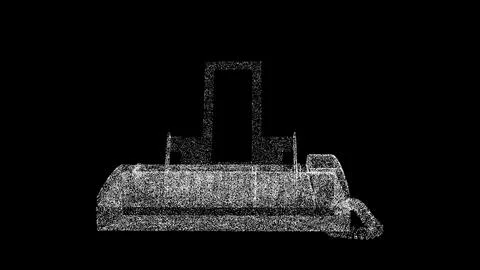 3D office fax on black background. Object made of shimmering particles. Offic Illustrazione stock