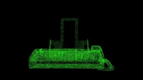 3D office fax on black background. Object made of shimmering particles. Off.. 스톡 일러스트