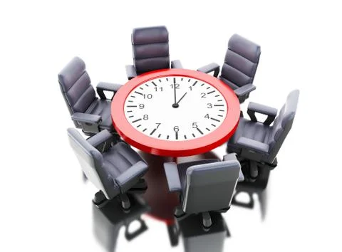 3d Office table as clock with armchairs 스톡 일러스트
