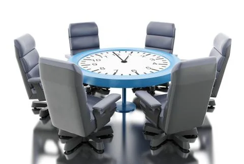 3d Office table as clock with armchairs Illustrazione stock