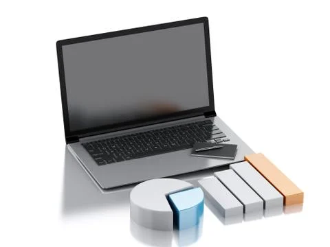 3d Office workplace with laptop pc. Stock Illustration