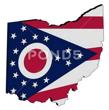 3D Ohio Map Flag State Vector illustration: Royalty Free #116346978