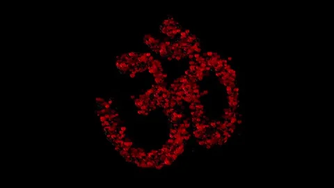 3D Ohm Symbol Formed with Falling Rose Petals | Spiritual Concept Stock Footage 313028804