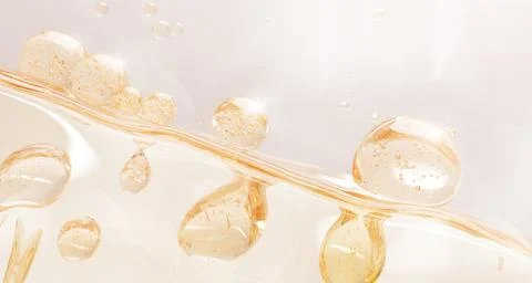 3d oil texture forms bubbles, liquid yellow background with smooth wavy surface Illustrazione stock