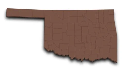3d Oklahoma map state with color. United State of America, US, United State Stock Illustration