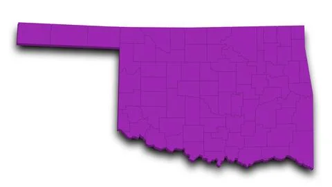 3d Oklahoma map state with color. United State of America, US, United State Stock Illustration