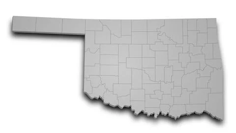 3d Oklahoma map state with color. United State of America, US, United State Stock Illustration